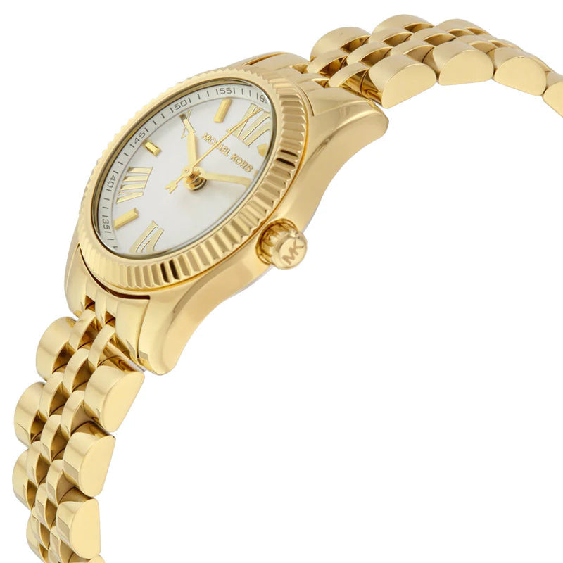 Michael Kors Lexington Quartz Silver Dial Gold Steel Strap Watch For Women - MK3229