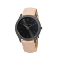 Michael Kors Slim Runway Black Dial Beige Leather Strap Watch For Men - MK8510