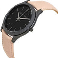 Michael Kors Slim Runway Black Dial Beige Leather Strap Watch For Men - MK8510