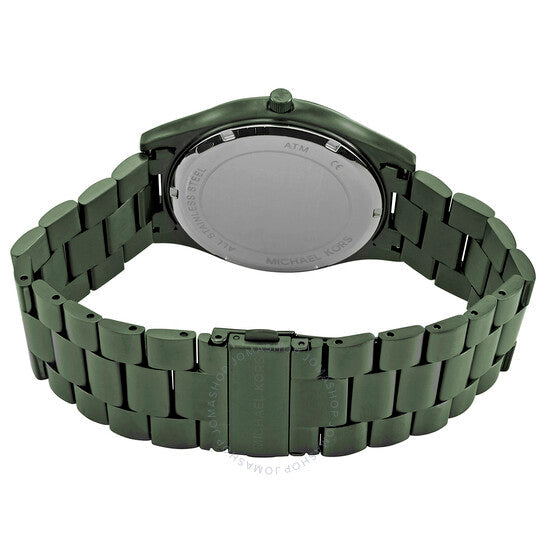 Michael Kors Slim Runway Quartz Black Dial Green Steel Strap Watch For Men - MK8715