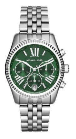 Michael Kors Lexington Quartz Green Dial Silver Steel Strap Watch For Women - MK6222