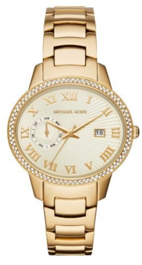 Michael Kors Whitley Analog Diamonds Gold Dial Gold Steel Strap Watch For Women - MK6227