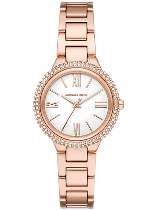 Michael Kors Taryn Quartz White Dial Rose Gold Steel Strap Watch For Women - MK4460