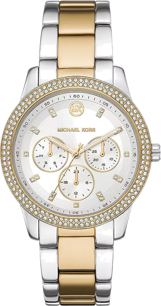 Michael Kors Tibby Multifunction White Dial Two Tone Steel Strap Watch For Women - MK6825