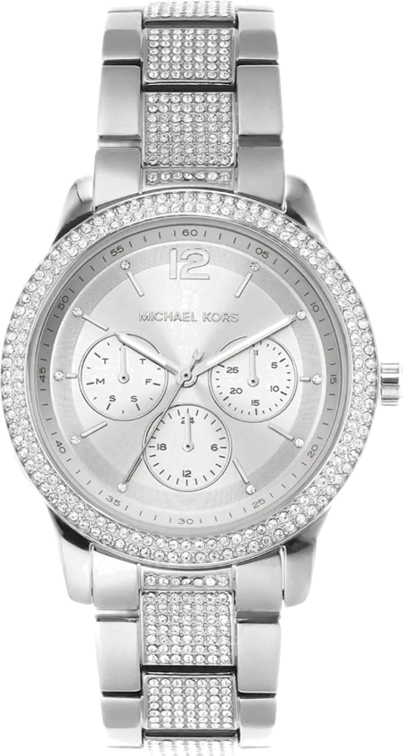 Michael Kors Tibby Chronograph Silver Dial Silver Steel Strap Watch For Women - MK7294