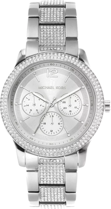 Michael Kors Tibby Chronograph Silver Dial Silver Steel Strap Watch For Women - MK7294