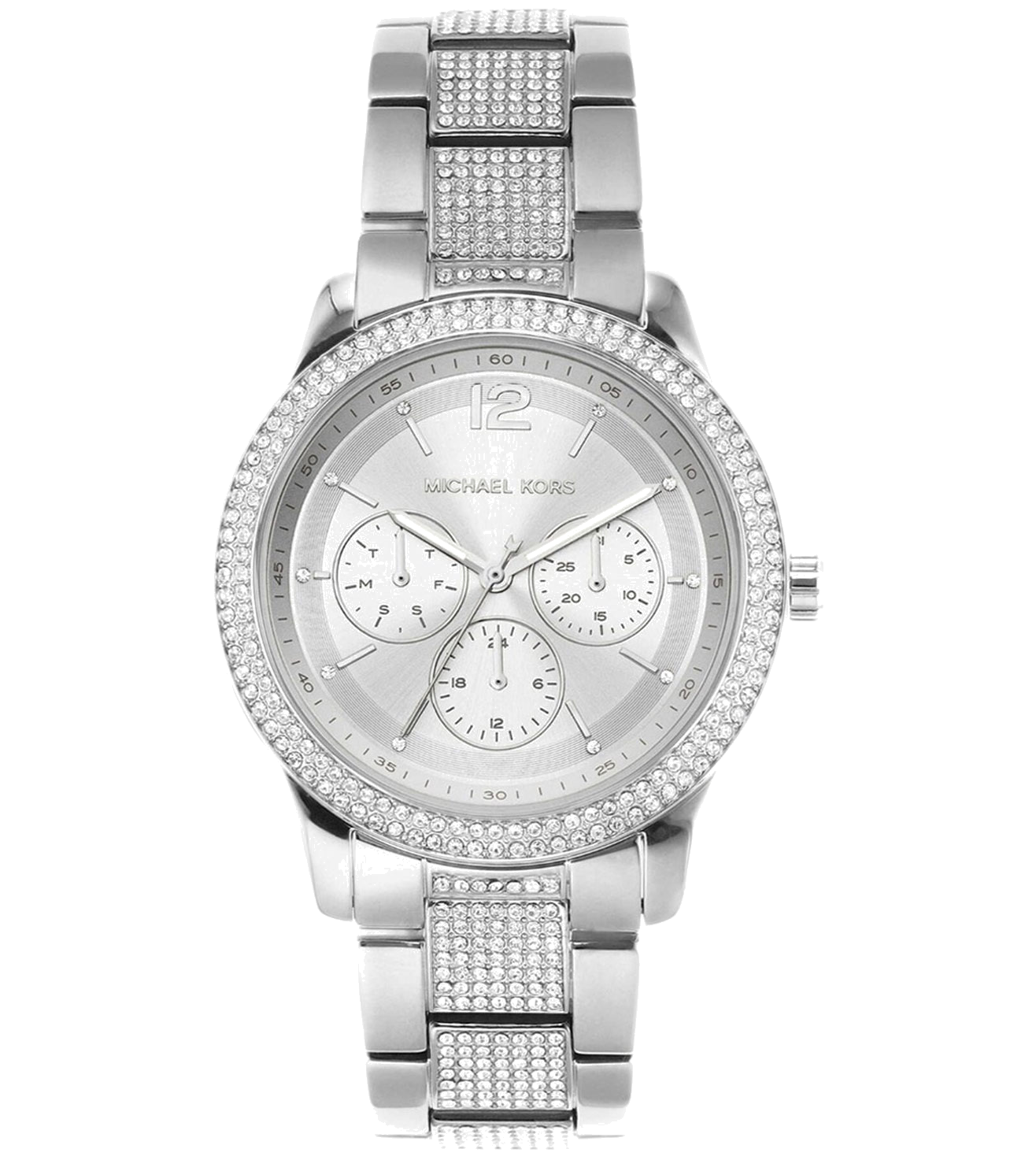 Michael Kors Tibby Chronograph Silver Dial Silver Steel Strap Watch For Women - MK7294