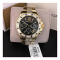 Michael Kors Everest Chronograph Black Dial Gold Steel Strap Watch For Women - MK5828