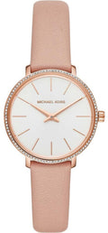 Michael Kors Pyper Analog White Dial Pink Leather Strap Watch For Women - MK2803