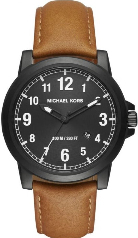 Michael Kors Paxton Analog Black Dial Brown Rubber Strap Watch For Men - MK8502