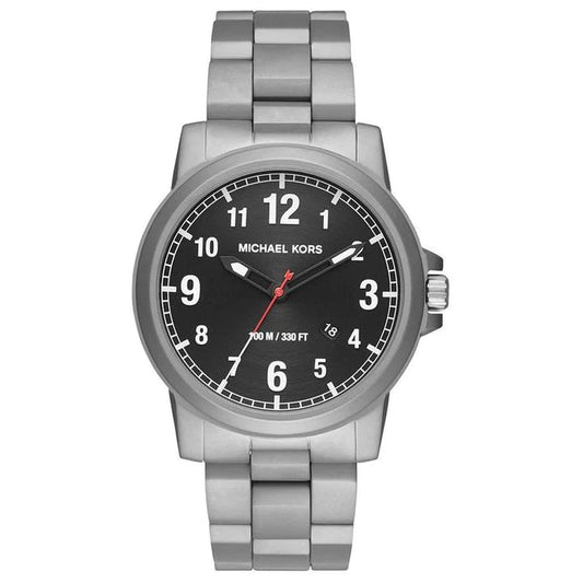 Michael Kors Paxton Analog Black Dial Silver Steel Strap Watch For Men - MK8500