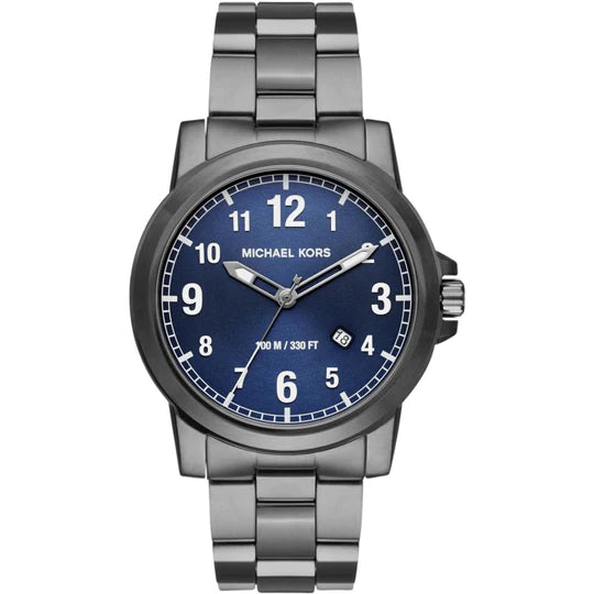 Michael Kors Paxton Analog Blue Dial Grey Steel Strap Watch For Men - MK8499