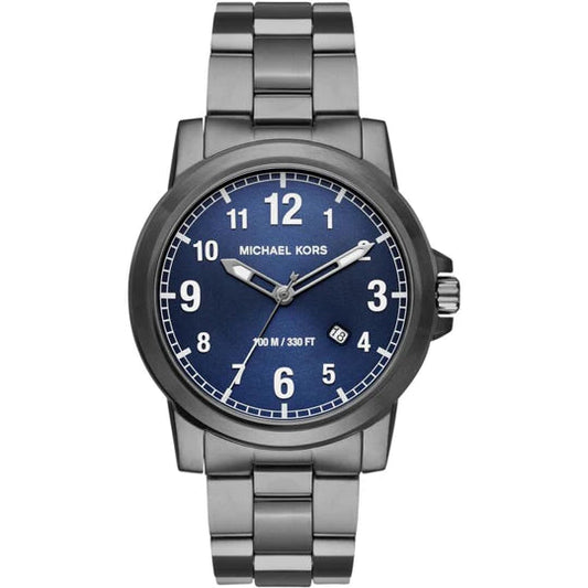 Michael Kors Paxton Analog Blue Dial Grey Steel Strap Watch For Men - MK8499