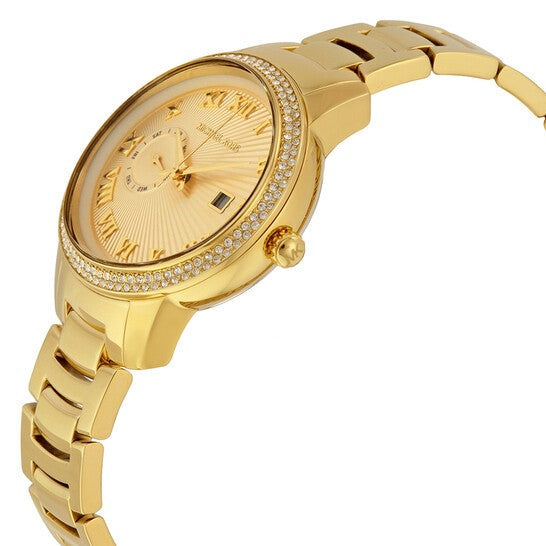 Michael Kors Whitley Analog Diamonds Gold Dial Gold Steel Strap Watch For Women - MK6227