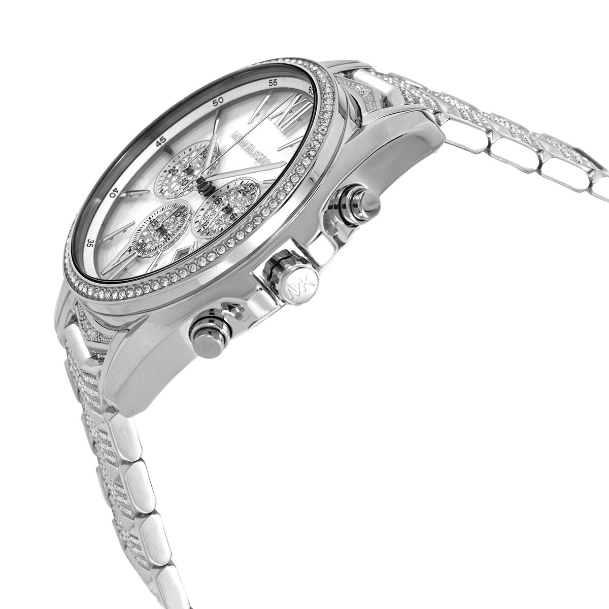 Michael Kors Whitney Chronograph Crystals Silver Dial Silver Steel Strap Watch For Women - MK6728