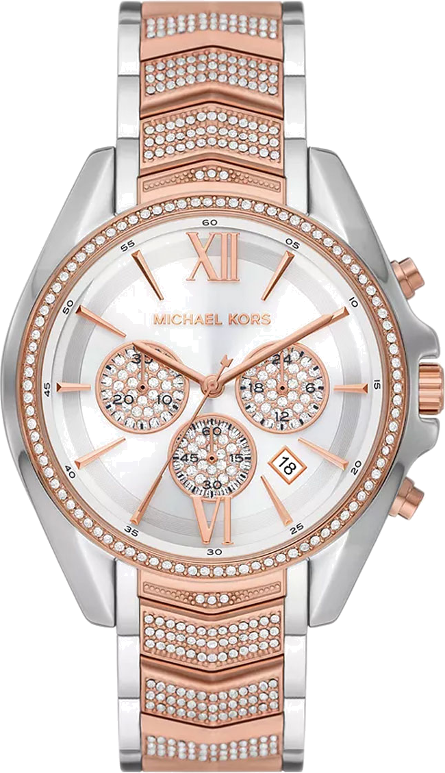 Michael Kors Whitney Chronograph Silver Dial Two Tone Steel Strap Watch For Women - MK7225