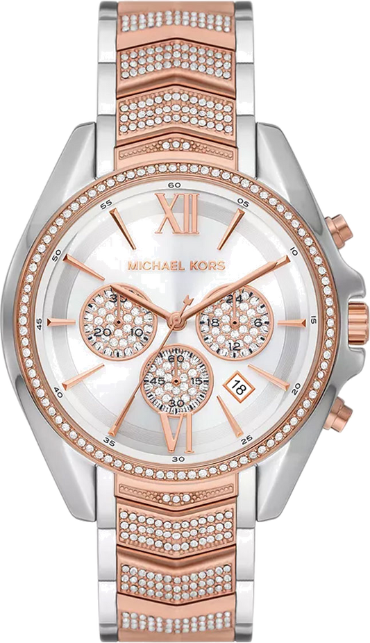 Michael Kors Whitney Chronograph Silver Dial Two Tone Steel Strap Watch For Women - MK7225