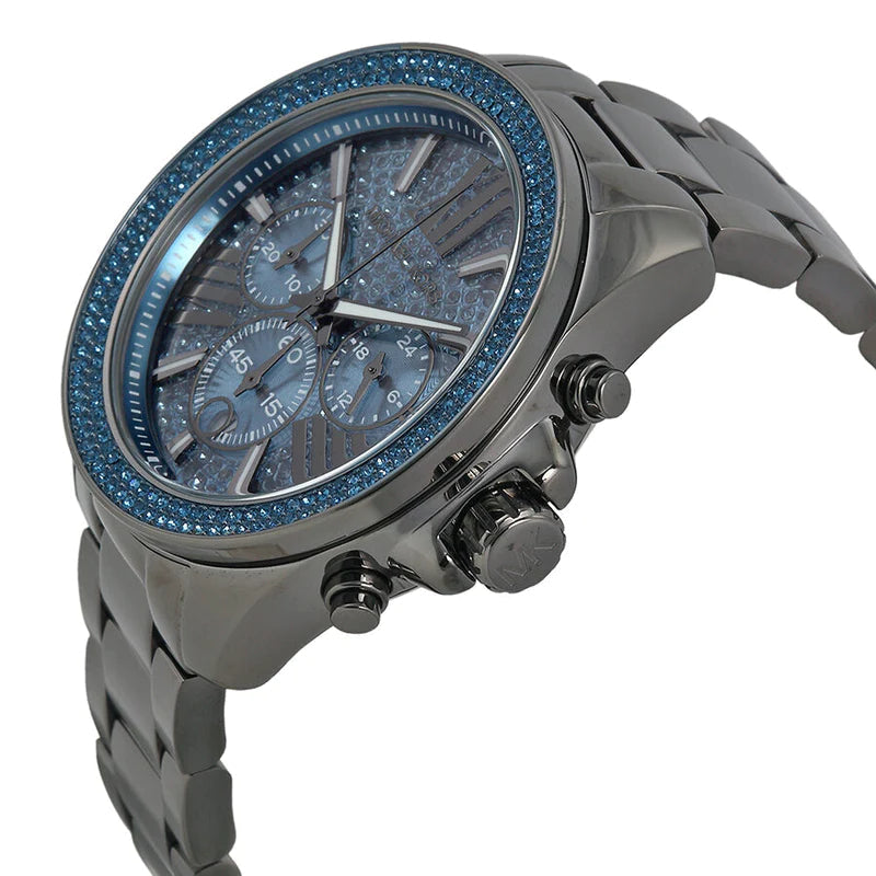 Michael Kors Wren Chronograph Quartz Blue Dial Grey Steel Strap Watch For Women - MK6097