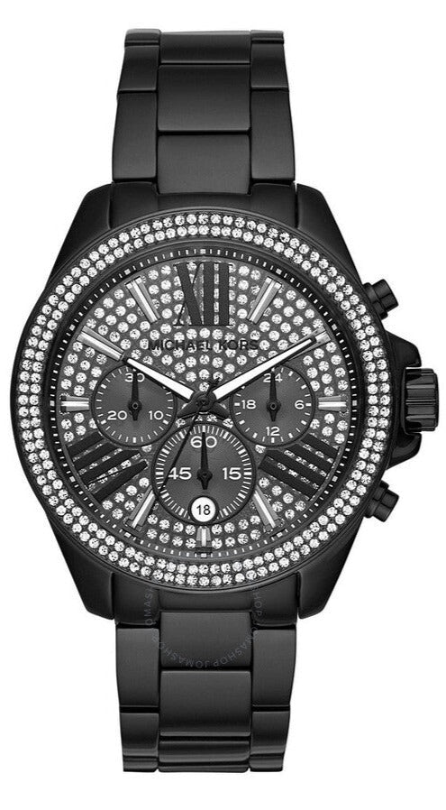 Michael Kors Wren Crystals Black Dial Black Steel Strap Watch For Women - MK6419