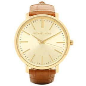 Michael Kors Jaryn Quartz Gold Dial Brown Leather Strap Watch For Women - MK2496