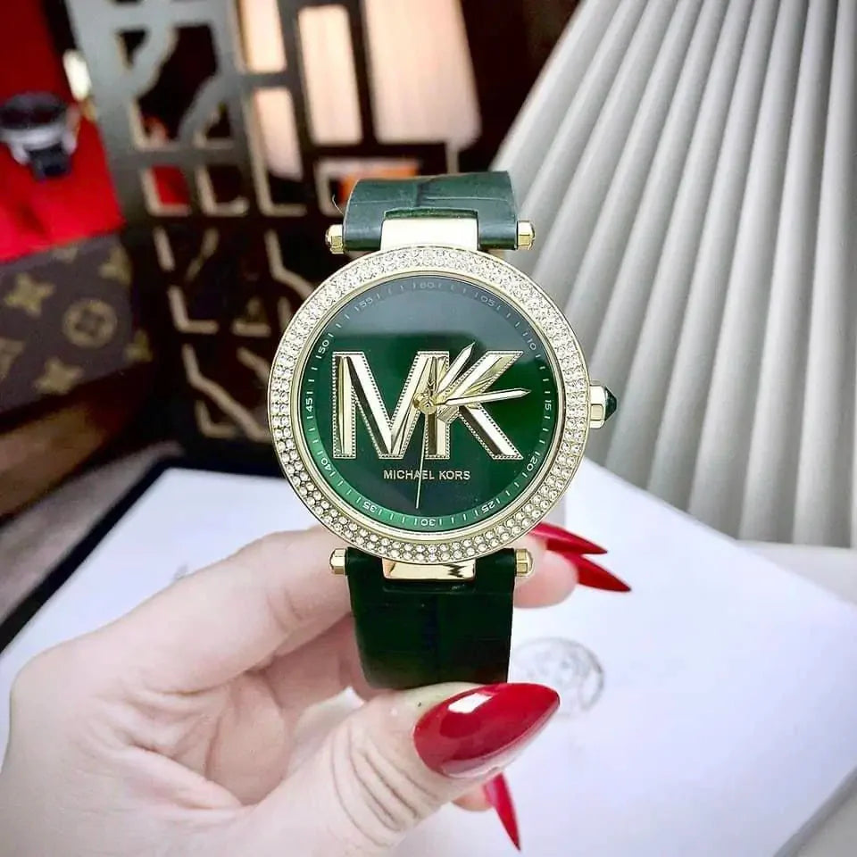 Michael Kors Parker Green Dial Green Leather Strap Watch For Women - MK4724