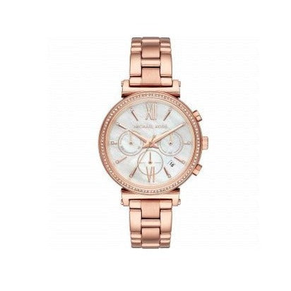 Michael Kors Sofie Chronograph Quartz White Dial Rose Gold Steel Strap Watch For Women - MK6576