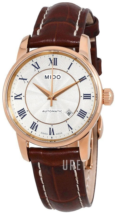 Mido Baroncelli III Automatic Silver Dial Brown Leather Strap Watch For Men - M8600.2.21.8