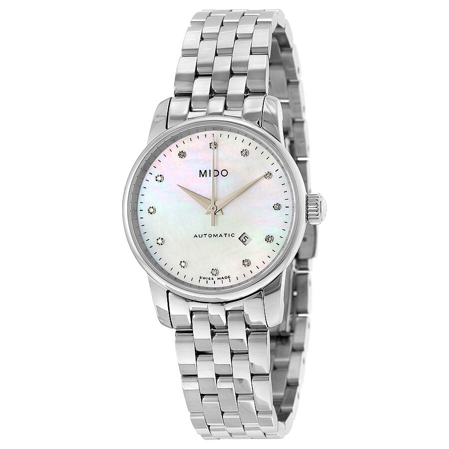 Mido Baroncelli Automatic Mother Of Pearl Dial Silver Steel Strap Watch For Women - M7600.4.69.1