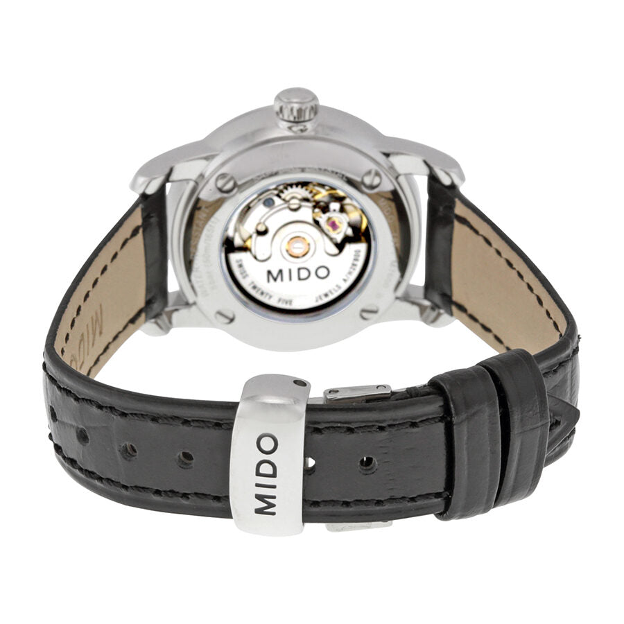 Mido Baroncelli III Automatic Silver Dial Black Leather Strap Watch For Women - M7600.4.21.4