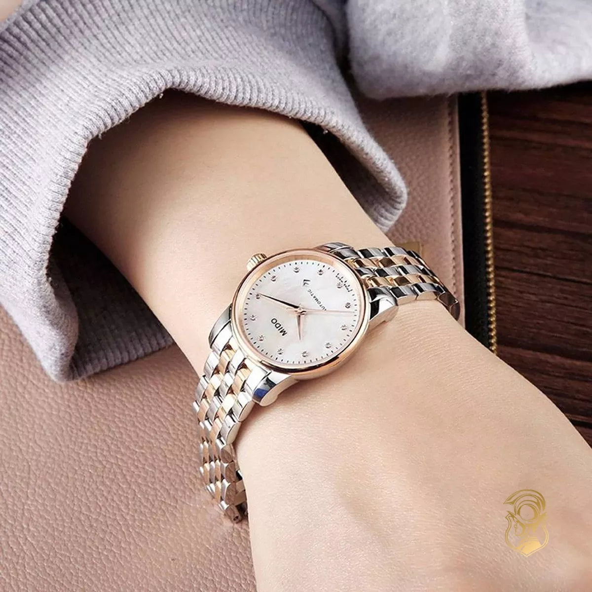 Mido Baroncelli III Automatic Mother of Pearl White Dial Two Tone Steel Strap Watch For Women - M7600.9.69.1