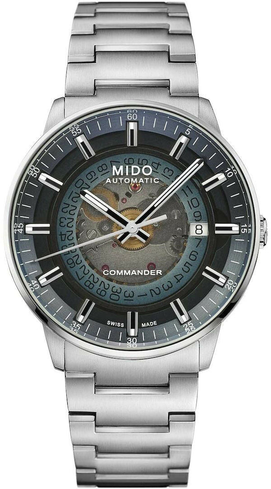 Mido Commander Automatic Gradient Blue Dial Silver Steel Strap Watch For Men - M021.407.11.411.01