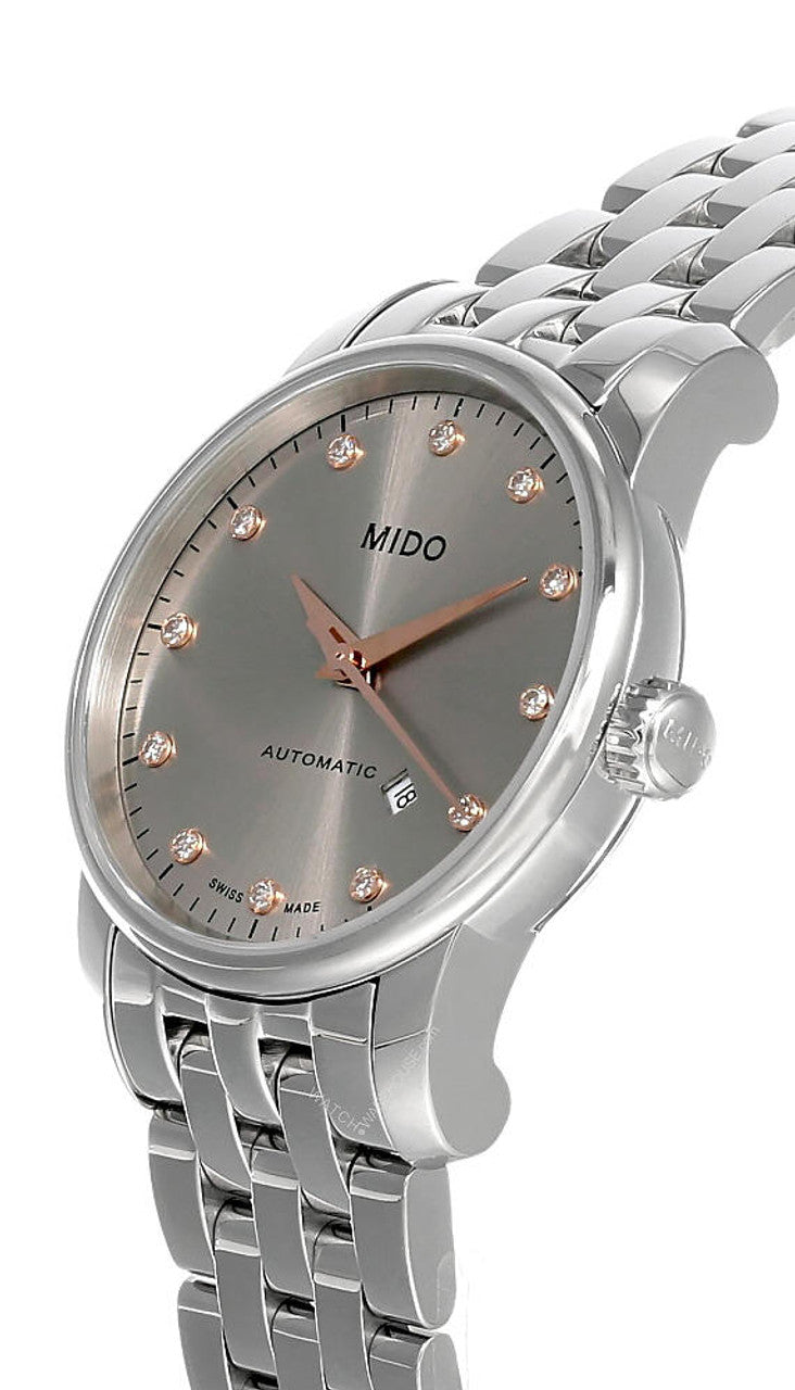 Mido Baroncelli III Automatic Silver Dial Silver Steel Strap Watch For Women - M7600.4.21.1