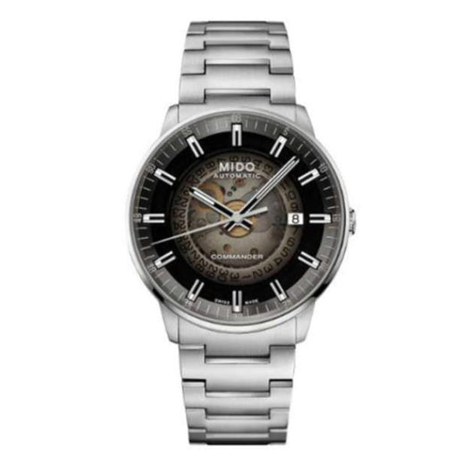 Mido Commander Automatic Gradient Black Dial Silver Steel Strap Watch For Men - M021.407.11.411.00