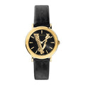 Versace Virtus Quartz Black Dial Black Leather Strap Watch for Women - VEHC00119