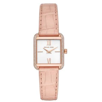 Michael Kors Lake Quartz White Dial Pink Leather Strap Watch For Women - MK2763