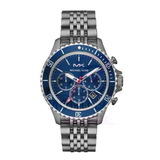 Michael Kors Bayville Chronograph Blue Dial Grey Steel Strap Watch For Men - MK8727