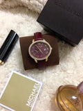 Michael Kors Whitley Quartz Burgundy Dial Burgundy Leather Strap Watch For Women - MK2430