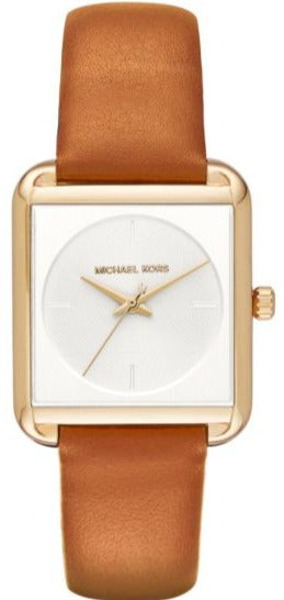 Michael Kors Lake White Dial Brown Leather Strap Watch For Women - MK2584