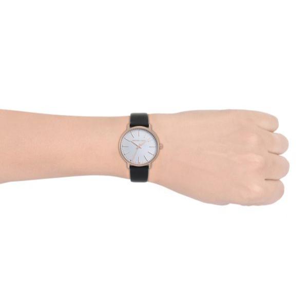 Michael Kors Pyper Quartz White Dial Black Leather Strap Watch For Women - MK2834