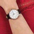 Michael Kors Pyper Quartz White Dial Black Leather Strap Watch For Women - MK2834