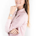 Michael Kors Pyper Quartz White Dial Pink Leather Strap Watch For Women - MK2859