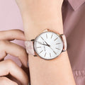 Michael Kors Pyper Quartz White Dial Pink Leather Strap Watch For Women - MK2859