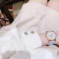 Michael Kors Tibby Multifunction White Dial Blue Leather Strap Watch For Women - MK2965