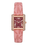 Michael Kors Emery Quartz Diamonds Red Dial Pink Leather Strap Watch For Women - MK2966