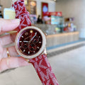 Michael Kors Tibby Multifunction Red Dial Red Leather Strap Watch For Women - MK2967