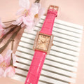 Michael Kors Emery Quartz Diamonds Rose Gold Dial Pink Leather Strap Watch For Women - MK2984