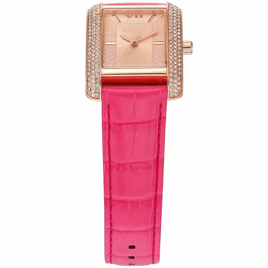 Michael Kors Emery Quartz Diamonds Rose Gold Dial Pink Leather Strap Watch For Women - MK2984