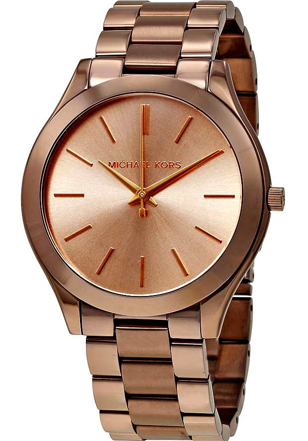 Michael Kors Runway Quartz Brown Dial Brown Steel Strap Watch For Women - MK3418