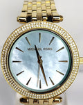 Michael Kors Darci Analog Mother of Pearl Green Dial Gold Steel Strap Watch For Women - MK3498