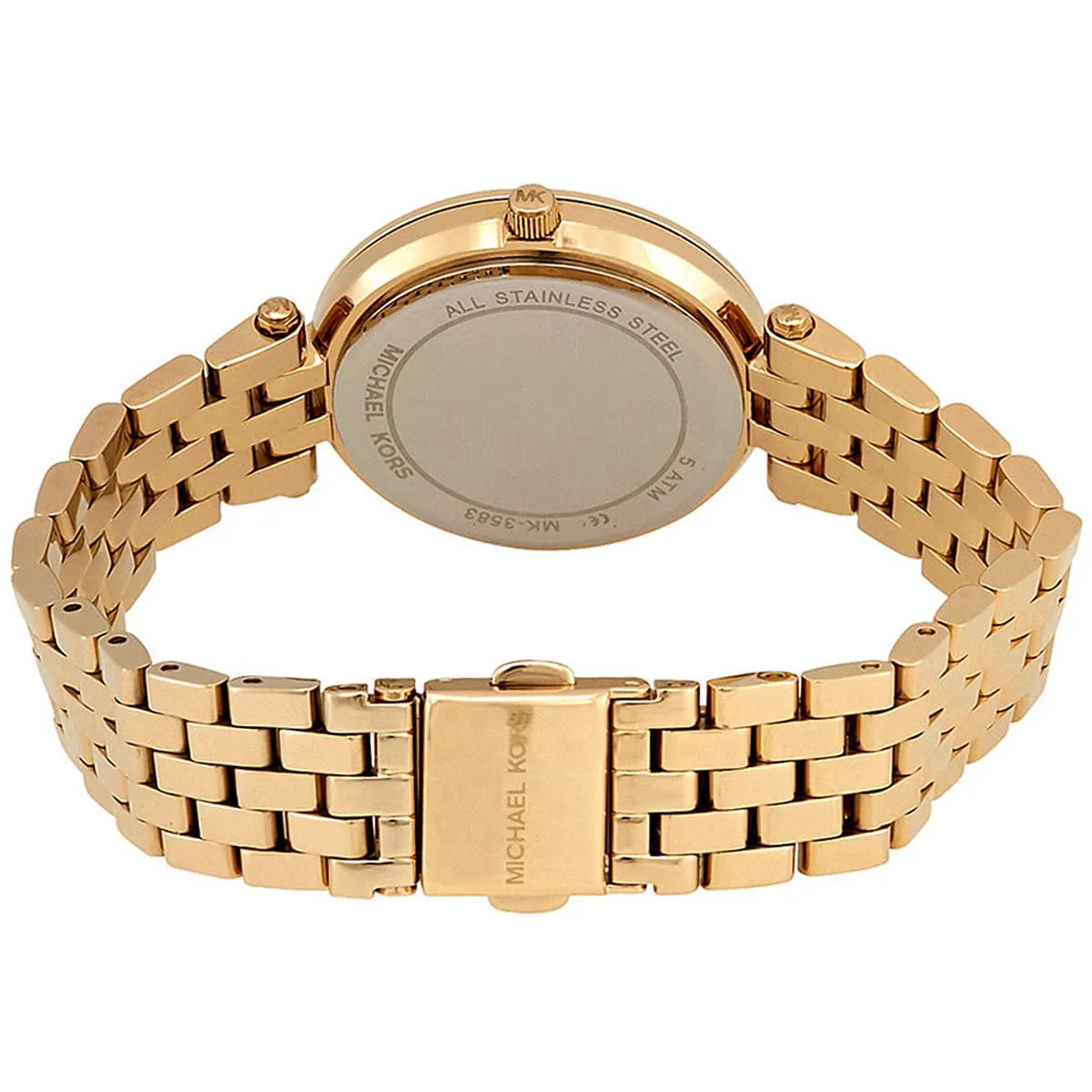 Michael Kors Darci Quartz Mother of Pearl Red Dial Gold Steel Strap Watch For Women - MK3583